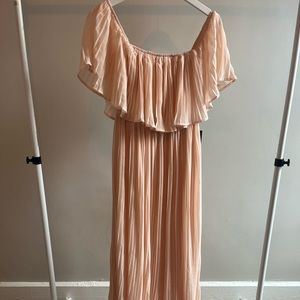 Blush pink size S maxi dress w/ pleat detail.
